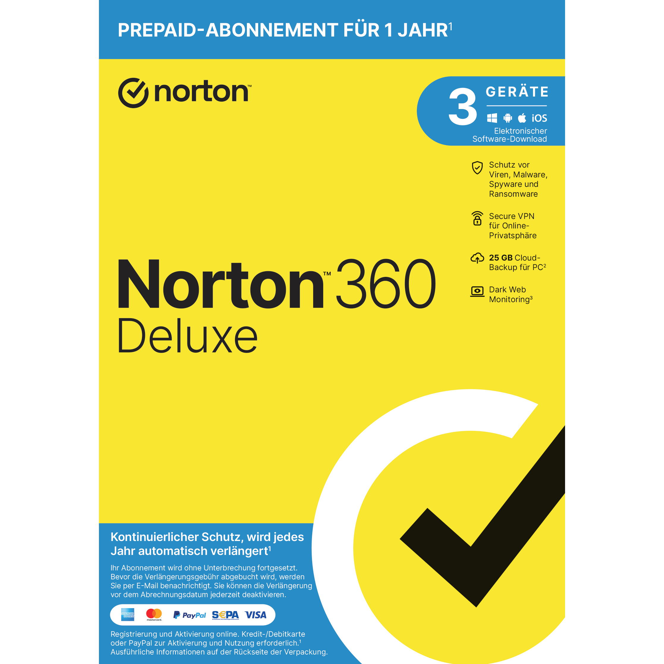 Norton 360 Deluxe [3 Geräte - 1 Jahr - 25GB]