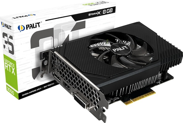 Palit GeForce RTX 3050 StormX Grafikkarte - 8GB DDR6, 3x DisplayPort/1x HDMI