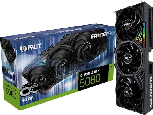 Palit GeForce RTX 5080 GamingPro OC - 16GB GDDR7, HDMI, 3x DP