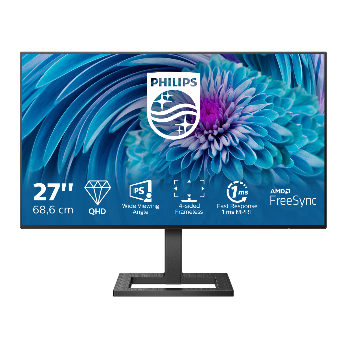 Philips 275E2FAE 27 Zoll QHD Gaming Monitor, 75 Hz, 4ms, AdaptiveSync (2560x1440, HDMI, DisplayPort) schwarz