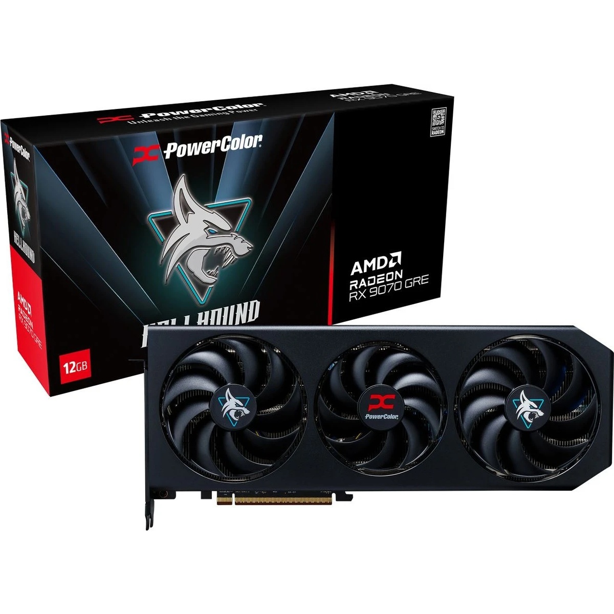 Asrock Powercolor RX 9070 GRE Hellhound 12GB - 12GB GDDR6, 1x HDMI, 3x DP