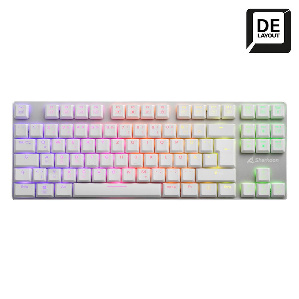 Sharkoon PureWriter TKL Tastatur weiß RGB Kailh Blue Switches Kailh Blue Switches Deutsches Layout