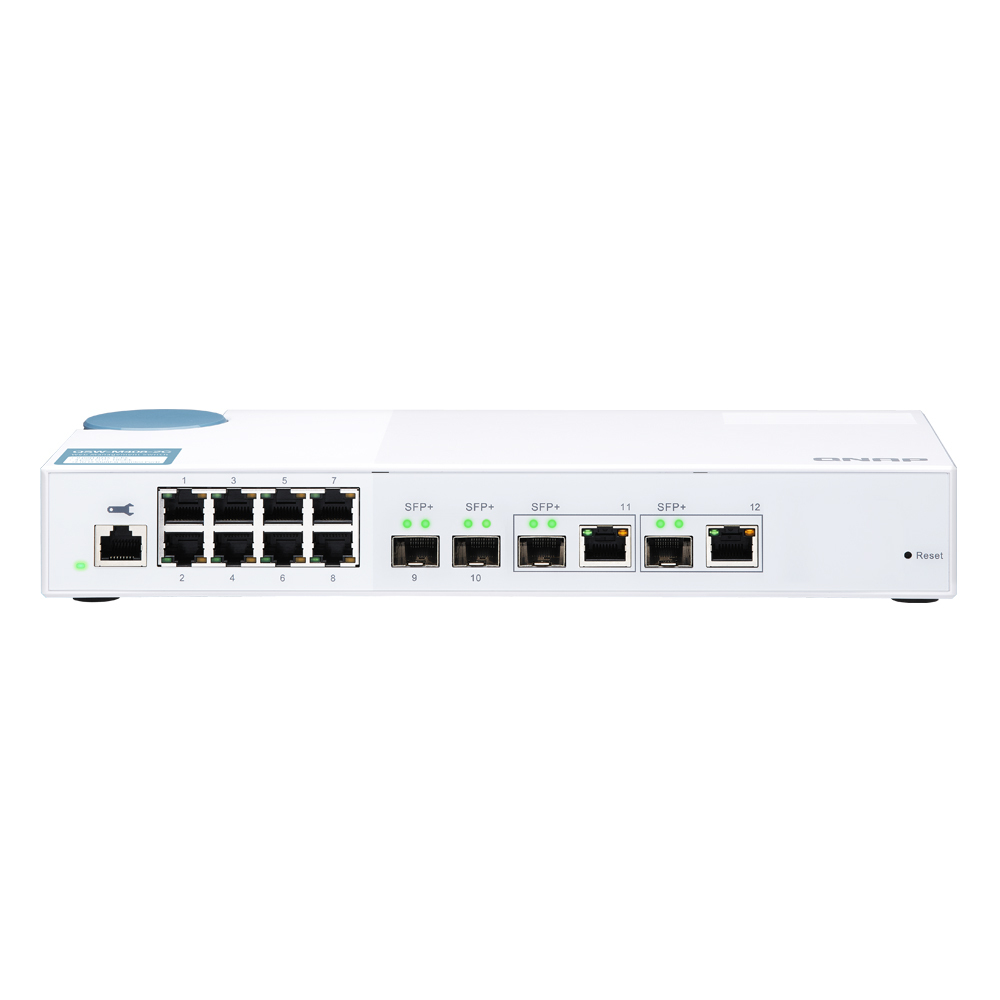 QNAP Systems QSW-M408-2C 12-Port Smart Managed Switch [2x 10GbE SFP+, 2x 10GbE SFP+/RJ45 Combo, 8x 1GbE (RJ45), Layer 2,...