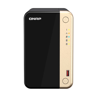 QNAP TS-264 NAS Tower Intel® Celeron® N5095 8 GB 0 TB QNAP QTS Schwarz, Gold