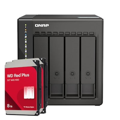 QNAP TS-453E-8G 16TB WD Red Plus NAS-Bundle NAS inkl. 2x 8TB WD Red Plus 3.5 Zoll SATA Festplatte