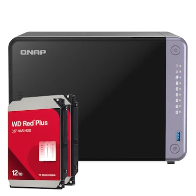 QNAP TS-632X-4G 24TB WD Red Plus NAS-Bundle NAS inkl. 2x 12TB WD Red Plus 3.5 Zoll SATA Festplatte