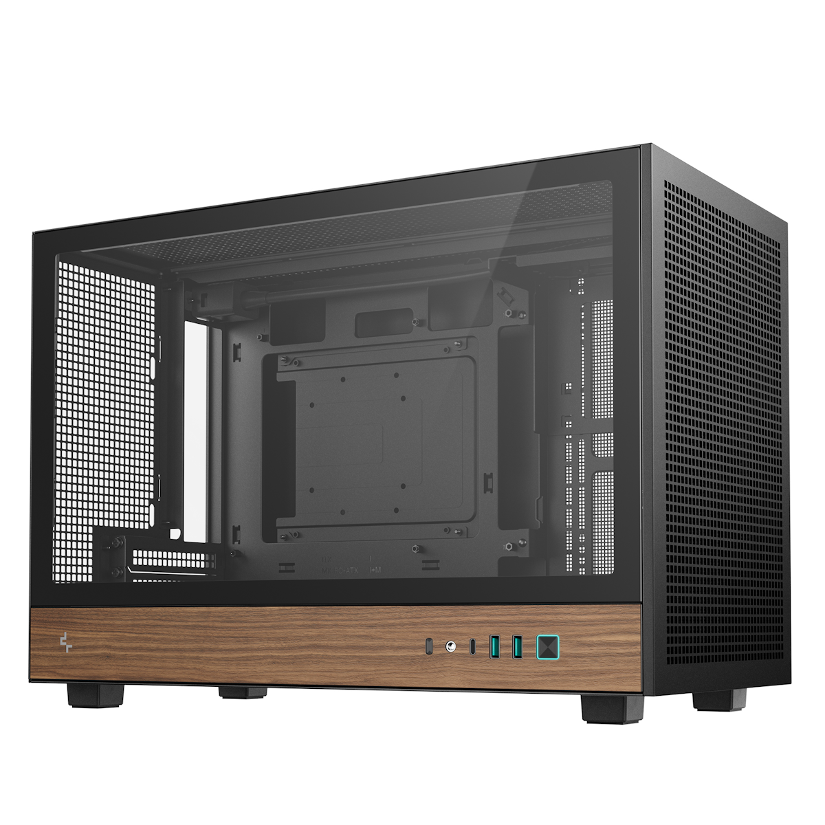 Gehäuse DeepCool CH260 WOOD Micro ATX Schwarz Holz Glas Gaming