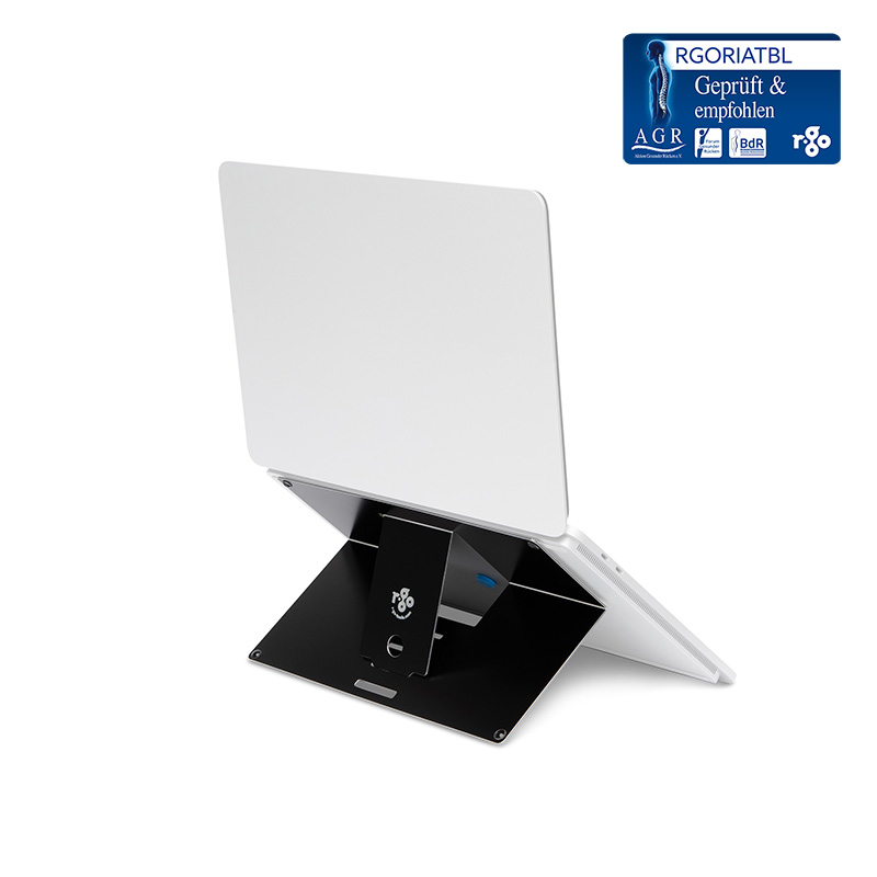 R-Go Tools R-Go Riser Attachable Aluminium-Laptopständer, Höhenverstellbar, Ideal zum Mitnehmen, Schwarz Image