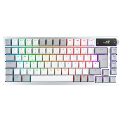 ASUS ROG Azoth White RGB Gaming Tastatur mit 75% Layout - kabellose RGB Gaming Tastatur im Layout 75% mit Bluetooth und ...