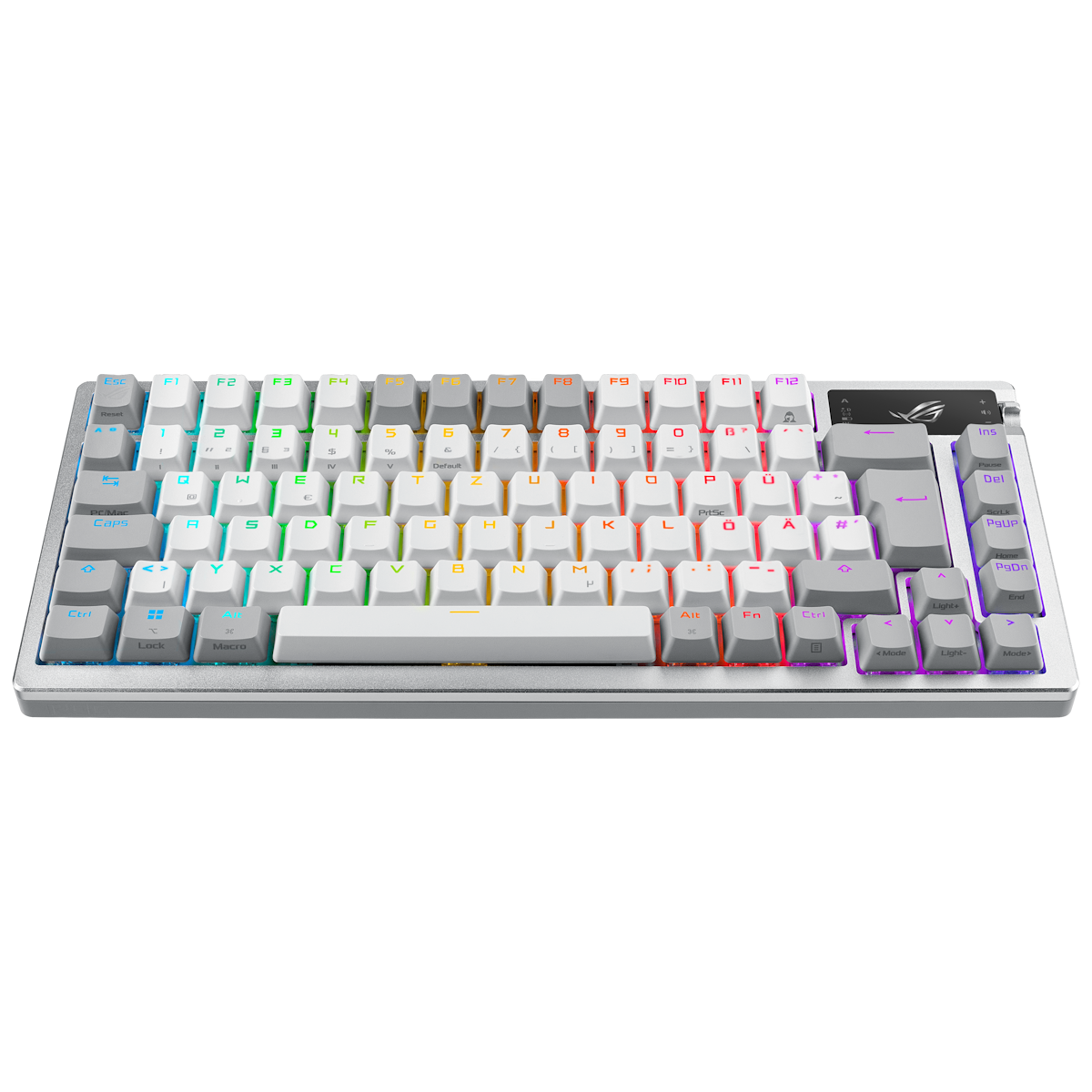 ASUS ROG Azoth White RGB Gaming Tastatur mit 75% Layout - kabellose RGB Gaming Tastatur im Layout 75% mit Bluetooth und einem OLED Display zum ablesen Tastaturen Produkt Bild 3