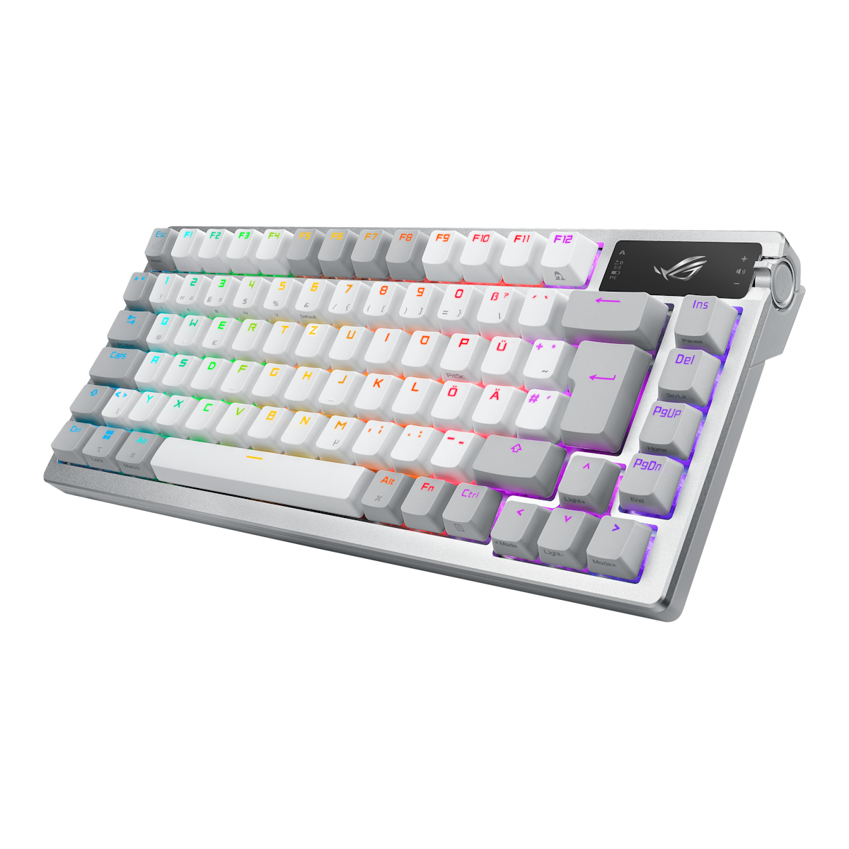 ASUS ROG Azoth White RGB Gaming Tastatur mit 75% Layout - kabellose RGB Gaming Tastatur im Layout 75% mit Bluetooth und einem OLED Display zum ablesen Tastaturen Produkt Bild 2