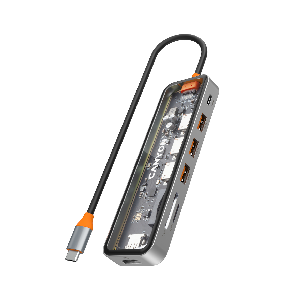 Canyon Hub DS-13 7 in 1 4k USB-C Transparent Space Grey