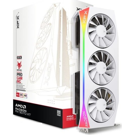 XFX Radeon RX 9070XT MERCURY Gaming RGB 16GB OC White - 16GB GDDR6, 1x HDMI, 3x DP