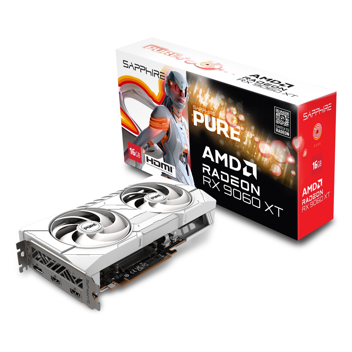 Sapphire Radeon RX 9060 XT 16GB PURE Gaming OC - 16GB GDDR6, 2x HDMI, 2x DP