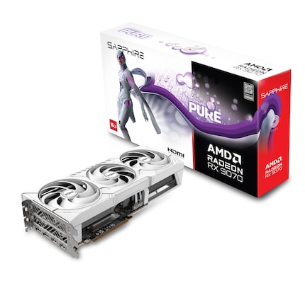 SAPPHIRE PURE AMD RADEON RX 9070 GAMING OC Grafikkarte - 16GB GDDR6, 2x HDMI, 2x DP