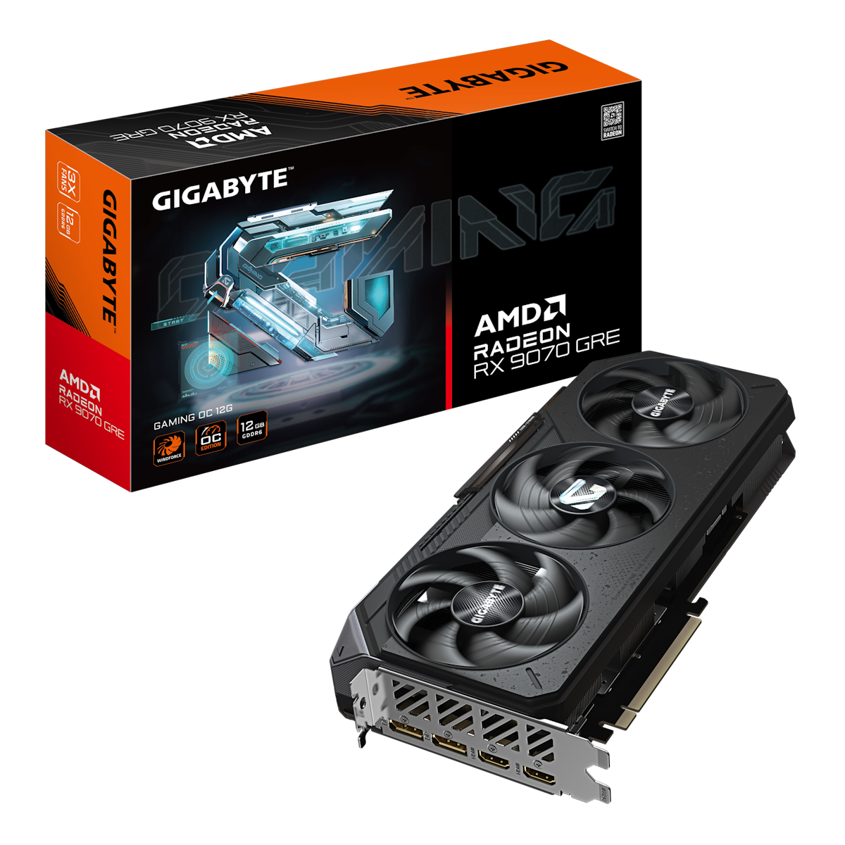GigaByte Radeon RX 9070 GRE Gaming OC Grafikkarte - 12GB GDDR6, 2x HDMI, 2x DP