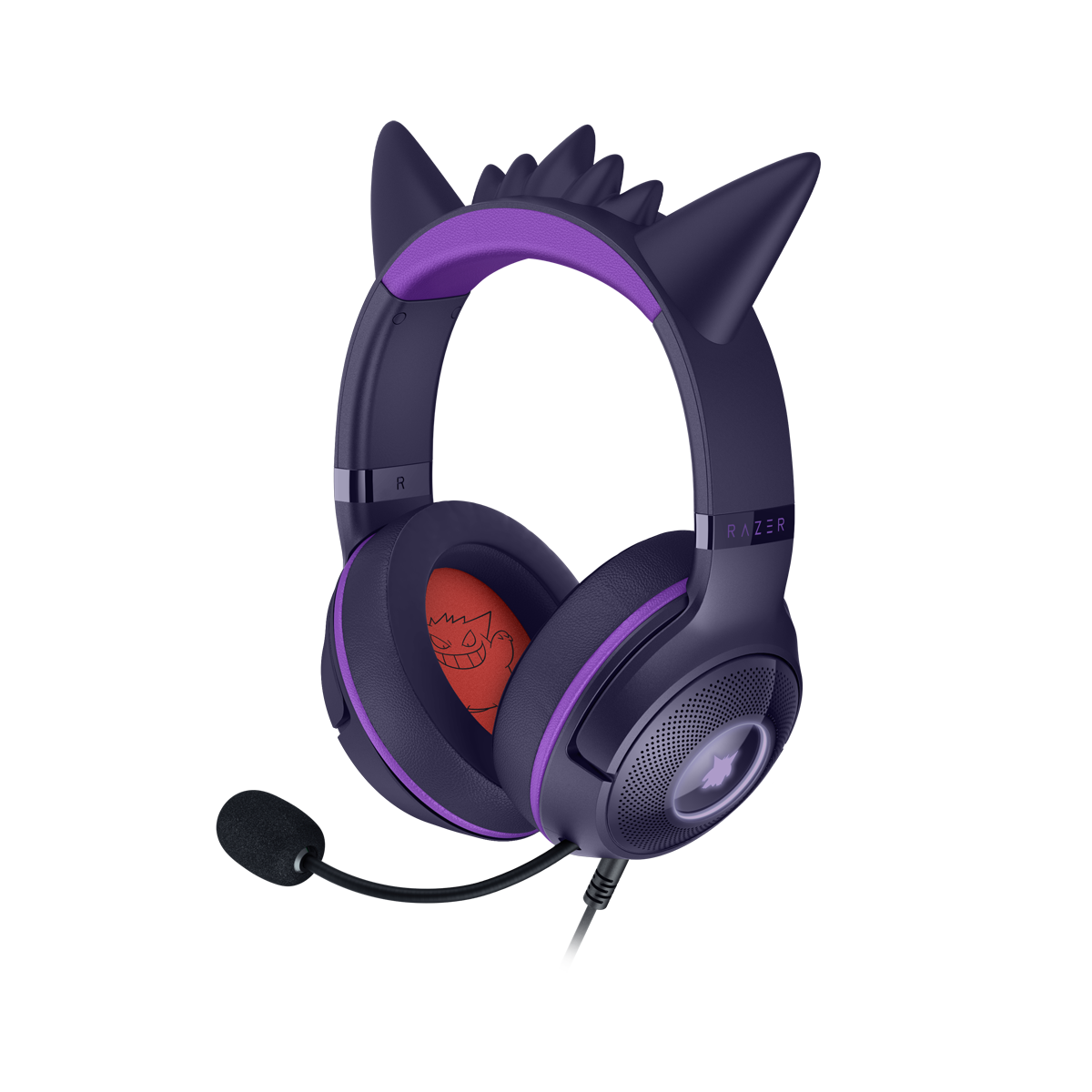 Razer Kraken Kitty V2 Pokémon Gengar Edition kabelgebundenes RGB-Gaming Headset mit auffälligen Gengar Dornen