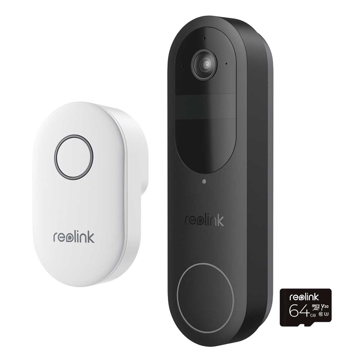 Reolink D340B Video-Türklingel mit Gong inkl. 64GB microSD 4MP 2K (2048x2048), WLAN, IP65-Wetterschutz, Intelligente Erkennung