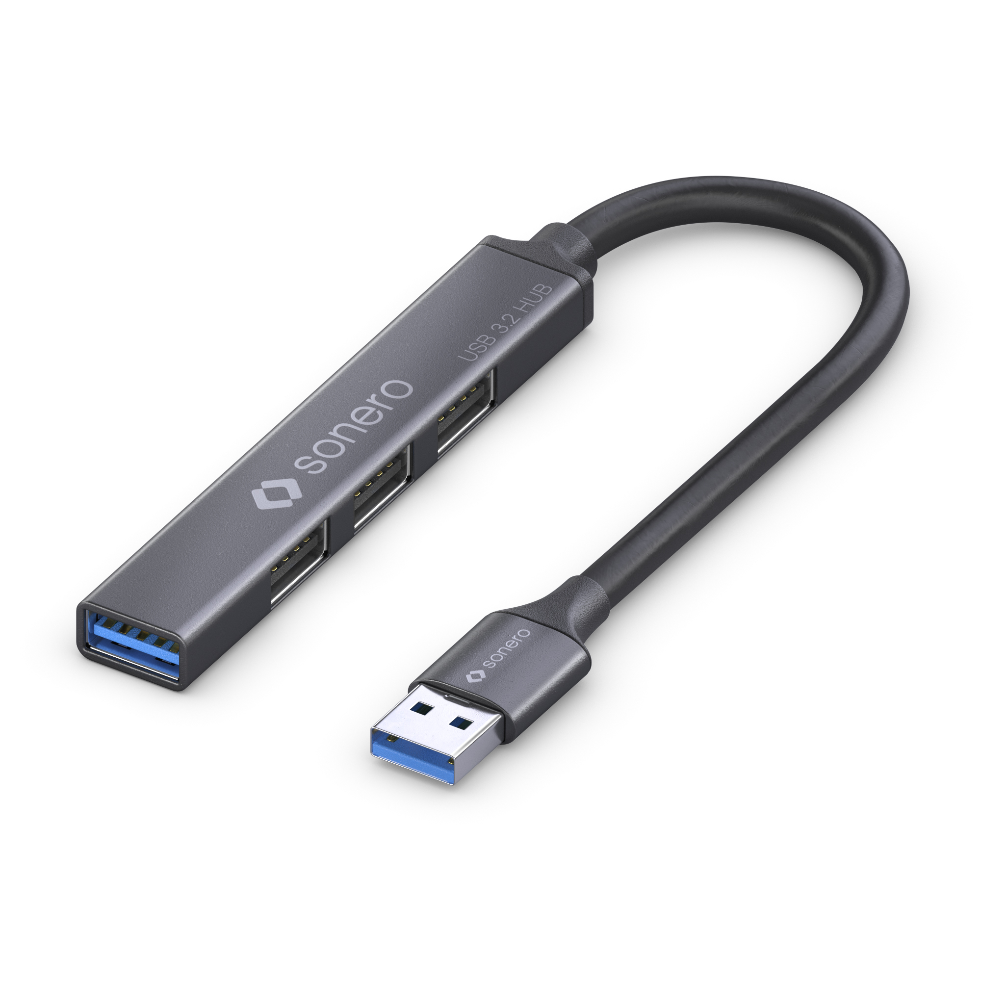 Sonero USB 3.2 Gen1x1 Hub - 4 Port mit USB-A Stecker 1,00m - Space Grey