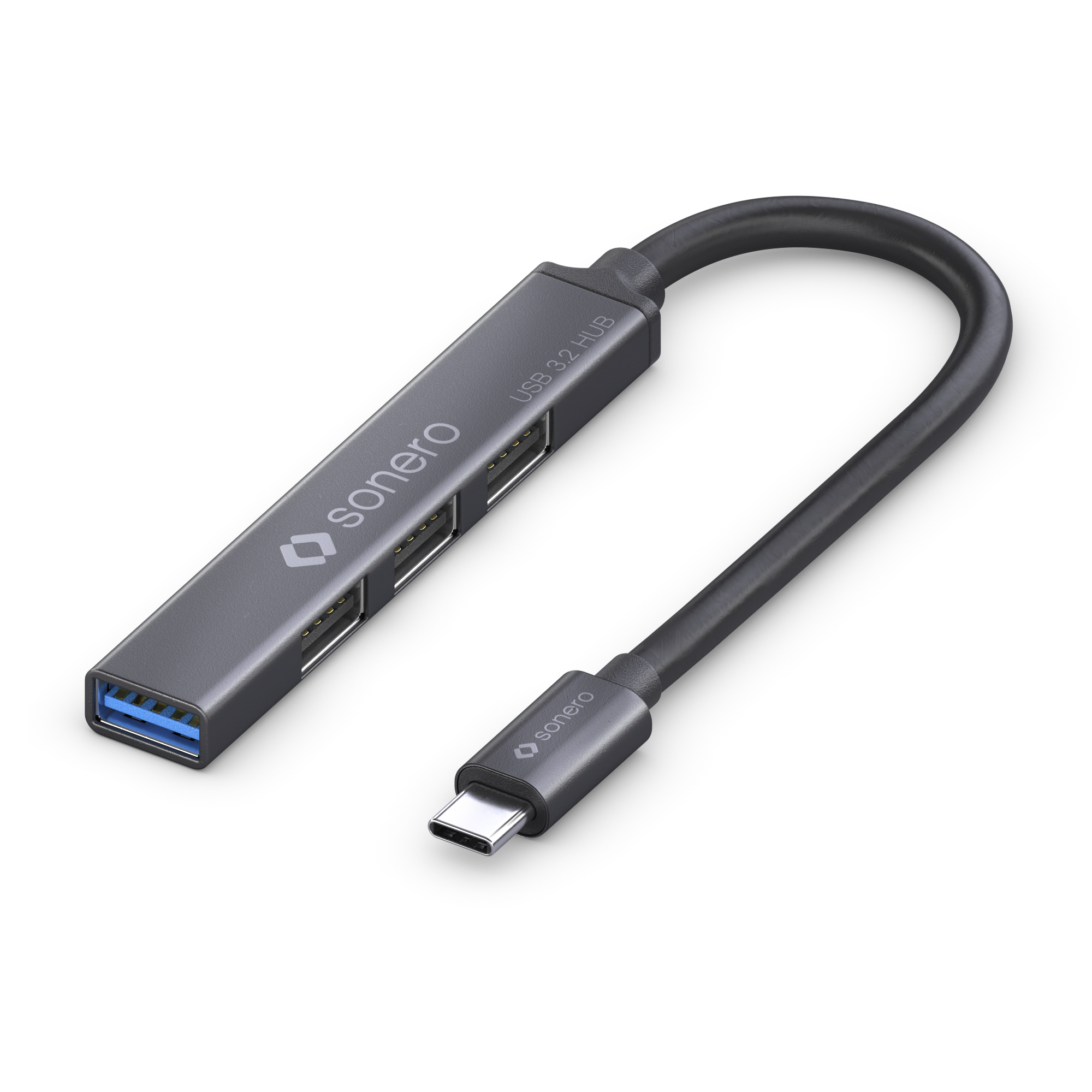 sonero USB 3.2 Gen1x1 Hub - 4 Port mit USB-C Stecker 0,50m - Space Grey