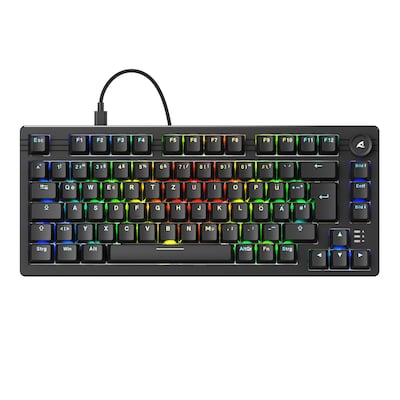 Sharkoon SKILLER SGK25 Gaming Tastatur - 75% Layout, Hot-Swap Huano Red Switches (geschmiert), RGB-Beleuchtung, QWERTZ-Layout, schwarz
