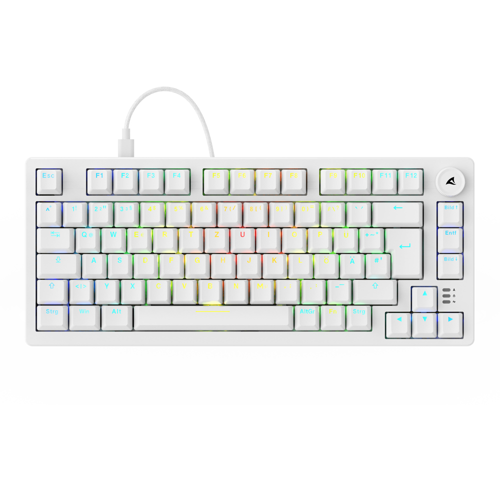 Sharkoon SKILLER SGK25 - 75% Layout, Hot-Swap Huano Red Switches (geschmiert), RGB-Beleuchtung, QWERTZ-Layout, weiß