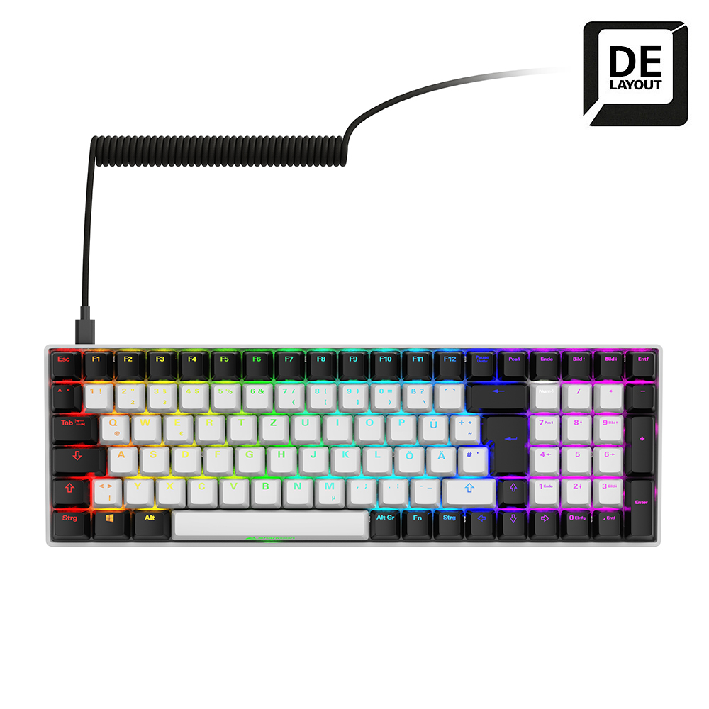 Sharkoon SKILLER SGK50 S2 Gaming Tastatur - 96% Layout, Hot-Swap Gateron Red Switches, RGB-Beleuchtung, QWERTZ-Layout, w...