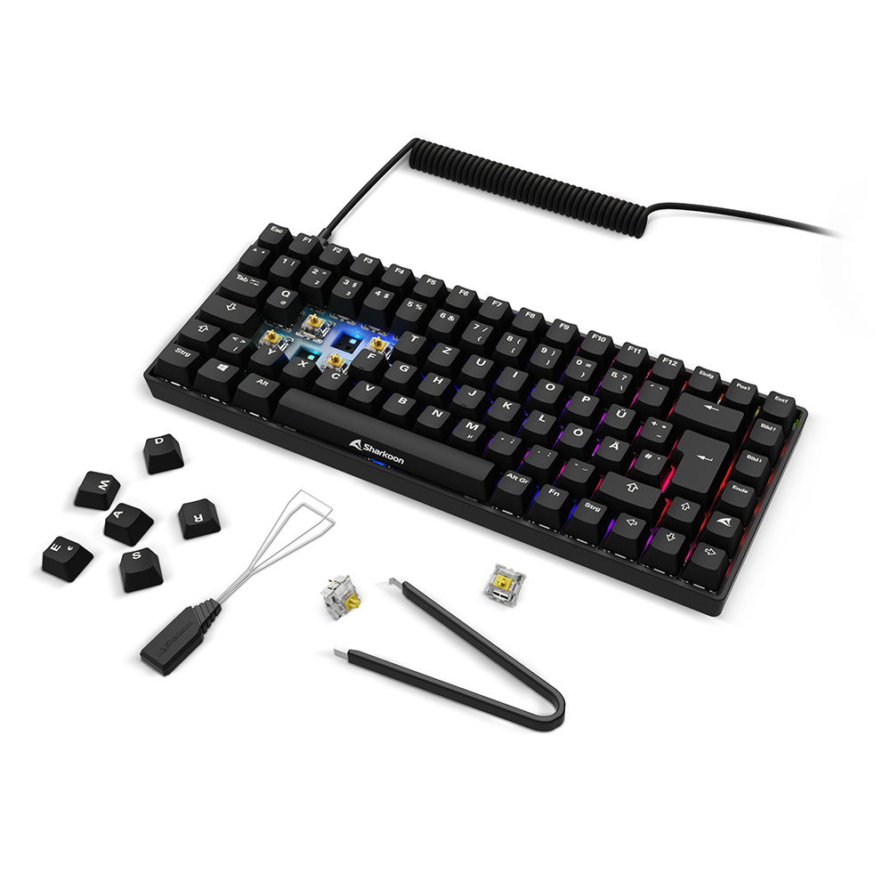 Sharkoon SKILLER SGK50 S3 PBT Gaming Tastatur - 75% Layout, Hot-Swap Gateron G Pro Yellow V3 Switches, RGB-Beleuchtung, QWERTZ-Layout, schwarz Tastaturen Produkt Bild 5