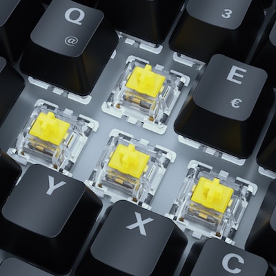 Sharkoon SKILLER SGK50 S3 Gaming Tastatur - 75% Layout, gelbe Hot-Swap Gateron-Switches, RGB-Beleuchtung, QWERTZ-Layout, schwarz