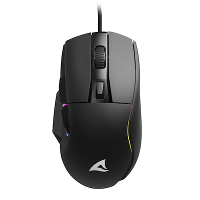 Sharkoon SGM35 Gaming Maus Schwarz - kabelgebundene Gaming-Maus mit max. 6400dpi und RGB-Unterboden-Beleuchtung