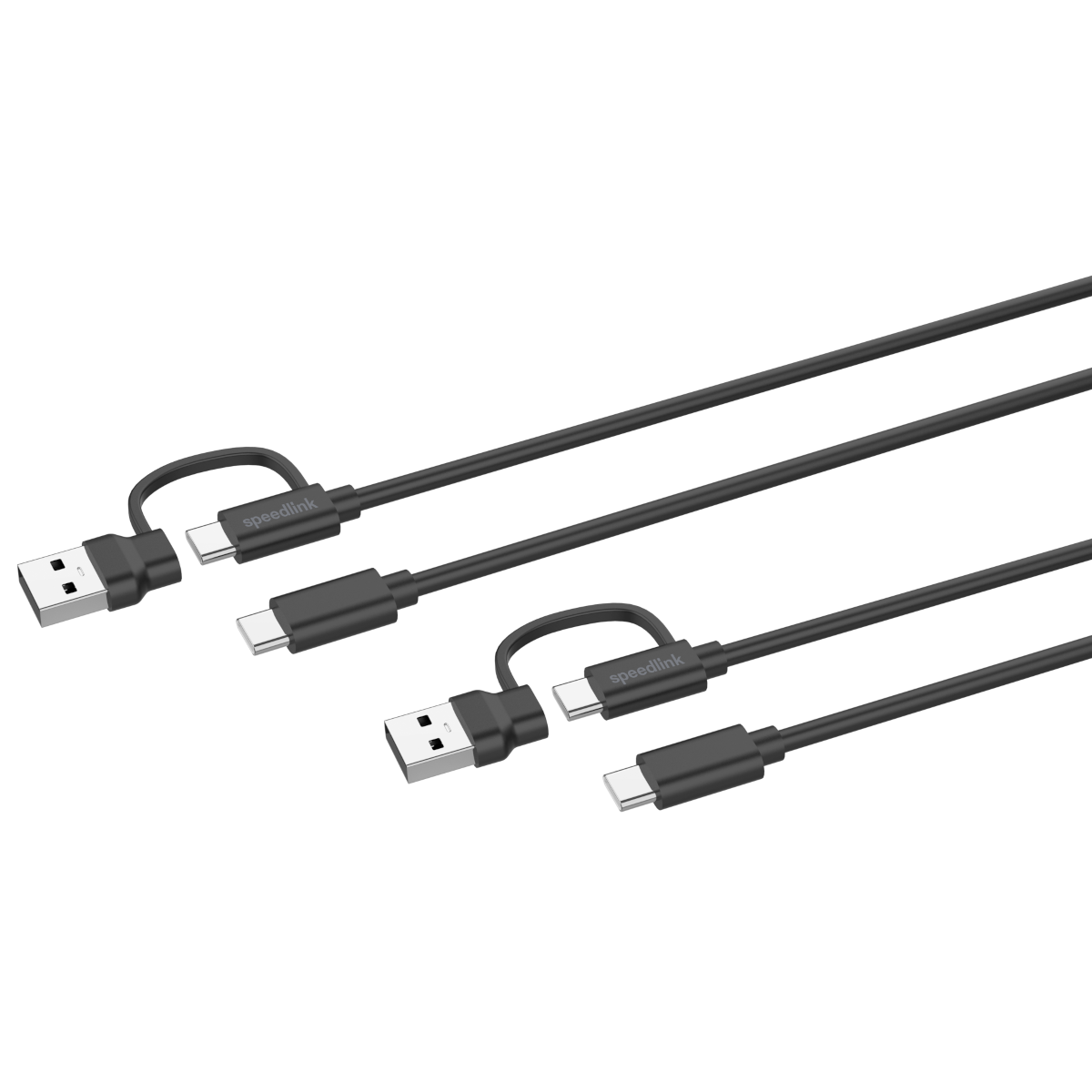 Speedlink STREAM Play & Charge USB-C/A auf USB-C Kabel Set, schwarz