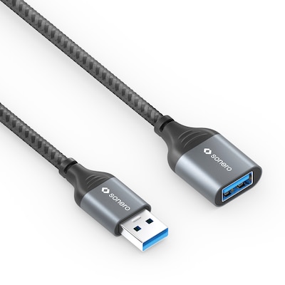 Thumbnail - sonero USB 3.0 Kabel - A/A Verlängerung - Aluminium space grey/schwarz - 1,00m