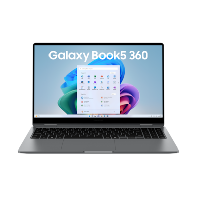 Samsung galaxy book5 360 | 15,6" fhd amoled na dotik | intel core ultra 5 226v | 16gb lpddr5x | 512gb nvme ssd | moonstone gray | brez napajalnika | prenosnik 1 Samsung galaxy book5 360 15,6 palčni prenosnik moonstone gray sprednji pogled