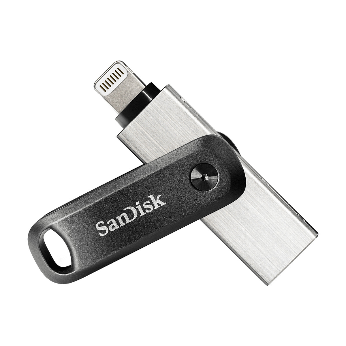 SanDisk iXpand Go Typ-A/Typ-Lightning 256GB USB-Stick Swivel, bis zu 75 MB/s, USB 3.2 Gen 1x1 5 Gbit/s
