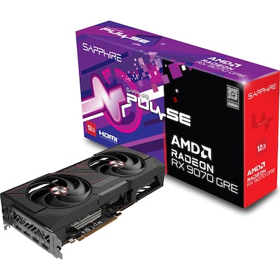 Sapphire Pulse Radeon RX 9070 GRE Grafikkarte - 12GB GDDR6, 2x HDMI, 2x DP