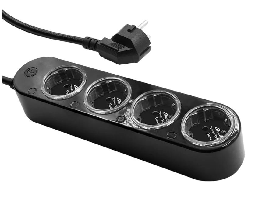 Shelly Power Strip 4 Gen4 schwarz - 4-fach Steckdosenleiste, WiFi, Bluetooth, Zigbee, Matter, HomeKit, Alexa / bis zu 12 A pro Steckdose insgesamt 16