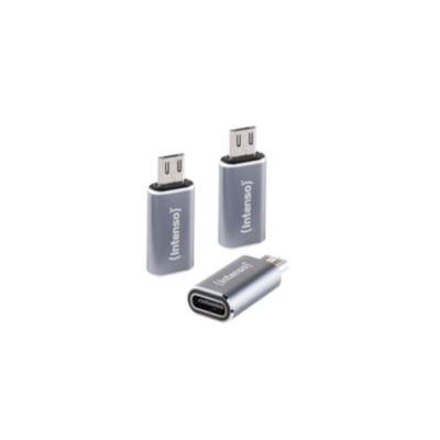 Thumbnail - Intenso 3er Pack USB Adapter C480M USB-C Buchse zu microUSB Stecker, Unterstützt USB OTG, 480Mbps Datenübertragung, Alum...