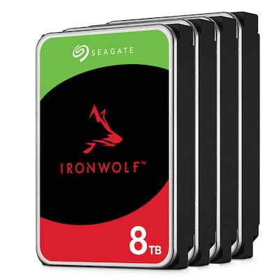 4er Pack Seagate IronWolf 8TB 3.5 Zoll SATA 5400U/m Interne NAS Festplatte (CMR)