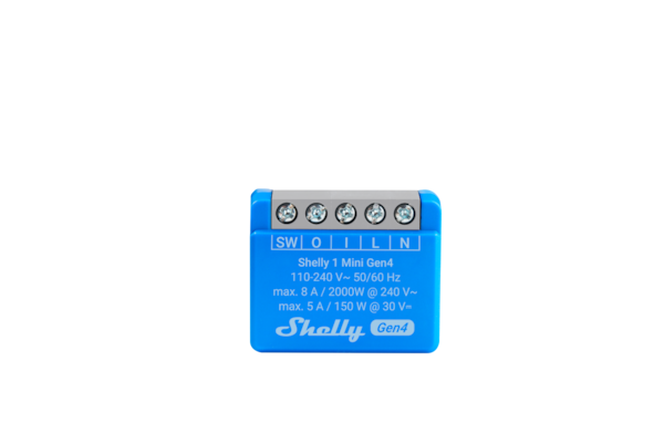 Shelly 1 Mini Gen. 4 - Steuerrelais mit max. 8A, WLAN, Zigbee, Matter & Bluetooth, Shelly Chipsatz