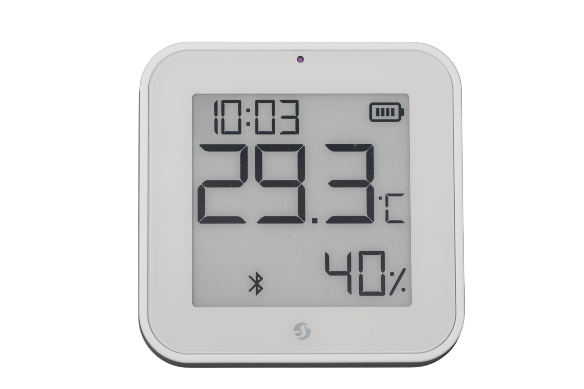 Shelly BLU H&T Display ZB - Temperatur, Luftfeuchtigkeit, Lichtstärke und Uhrzeit an. Unterstützt Zigbee 3.0 und Bluetooth 5.0 - in der Farbe "Ivory"
