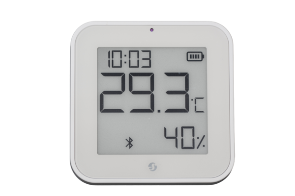 Shelly BLU H&T Display ZB - Temperatur, Luftfeuchtigkeit, Lichtstärke und Uhrzeit an. Unterstützt Zigbee 3.0 und Bluetooth 5.0 - in der Farbe "Ivory"