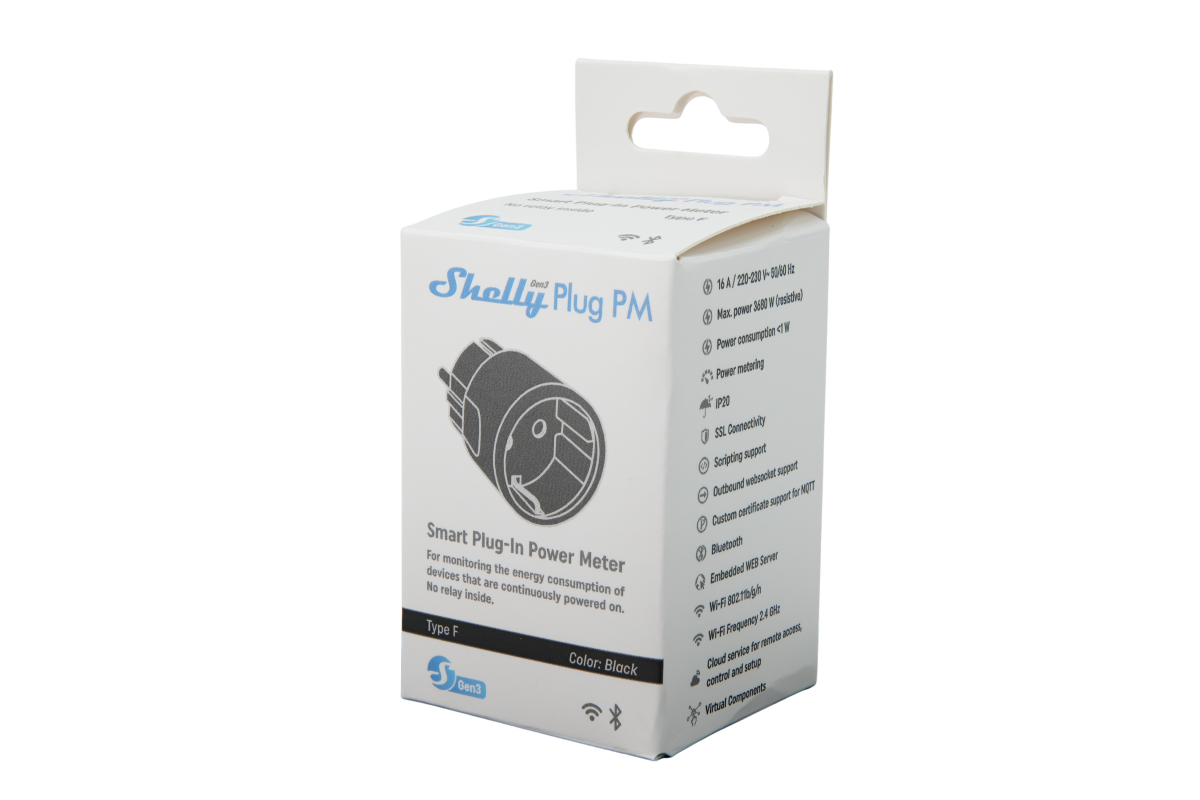 Shelly Plug PM Gen3 schwarz - Das Gerät überwacht nur den Energieverbrauch. Es kann keine Elektrogeräte ein-/ausschalten Heimautomatisierung Produkt Bild 6