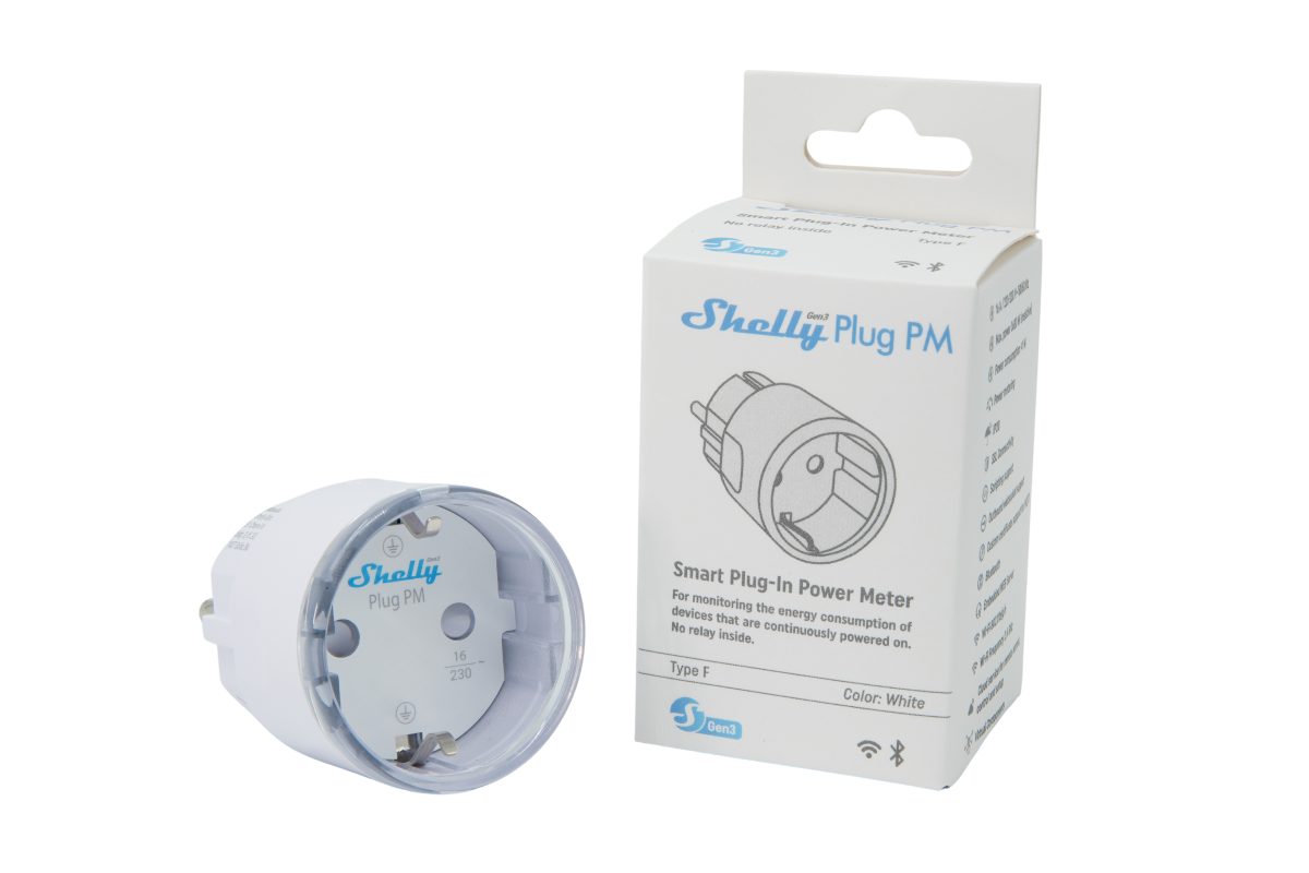 Shelly Plug PM Gen3 weiß - Das Gerät überwacht nur den Energieverbrauch. Es kann keine Elektrogeräte ein-/ausschalten
