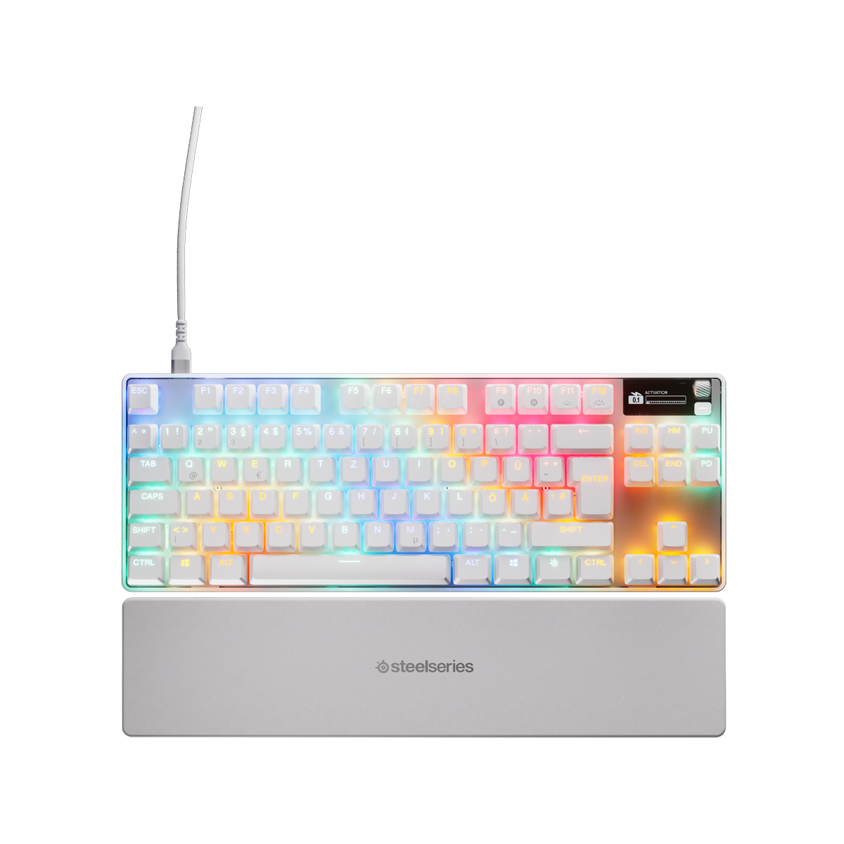 Steelseries Apex Pro TKL Gen 3 White kabelgebundene Gaming Tastatur mit Hall Effect Switches, Rapid Trigger und RGB-Beleuchtung
