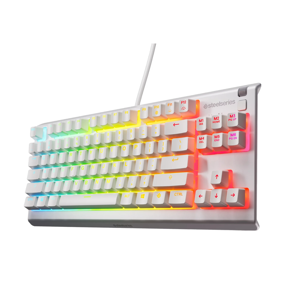 Steelseries Apex 3 TKL White kabelgebundene wasserbeständige, flüsterleise Tastatur mit RGB-Beleuchtung