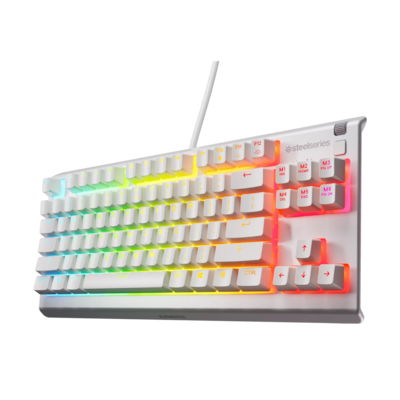 Steelseries Apex 3 TKL White kabelgebundene wasserbeständige, flüsterleise Tastatur mit RGB-Beleuchtung