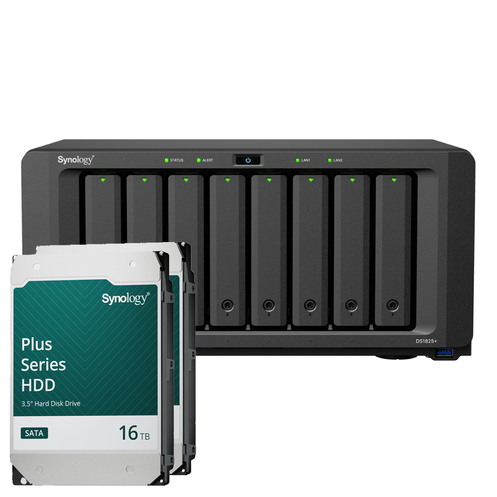 Synology DS1825+ 32TB Plus HDD NAS-Bundle NAS inkl. 2x 16TB Synology Plus 3.5 Zoll SATA Festplatte
