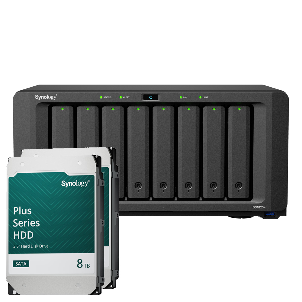 Synology DS1825+ 16TB Plus HDD NAS-Bundle NAS inkl. 2x 8TB Synology Plus 3.5 Zoll SATA Festplatte