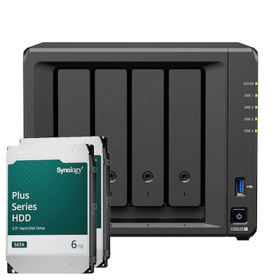 Synology DS925+ 12TB Plus HDD NAS-Bundle NAS inkl. 2x 6TB Synology Plus 3.5 Zoll SATA Festplatte