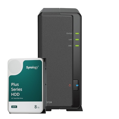 Thumbnail - Synology DS124 8TB Synology Plus HDD NAS-Bundle NAS inkl. 1x 8TB Synology Plus HDD 3.5 Zoll SATA